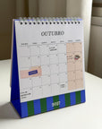 Calendário de Mesa 2027 Verde Azul