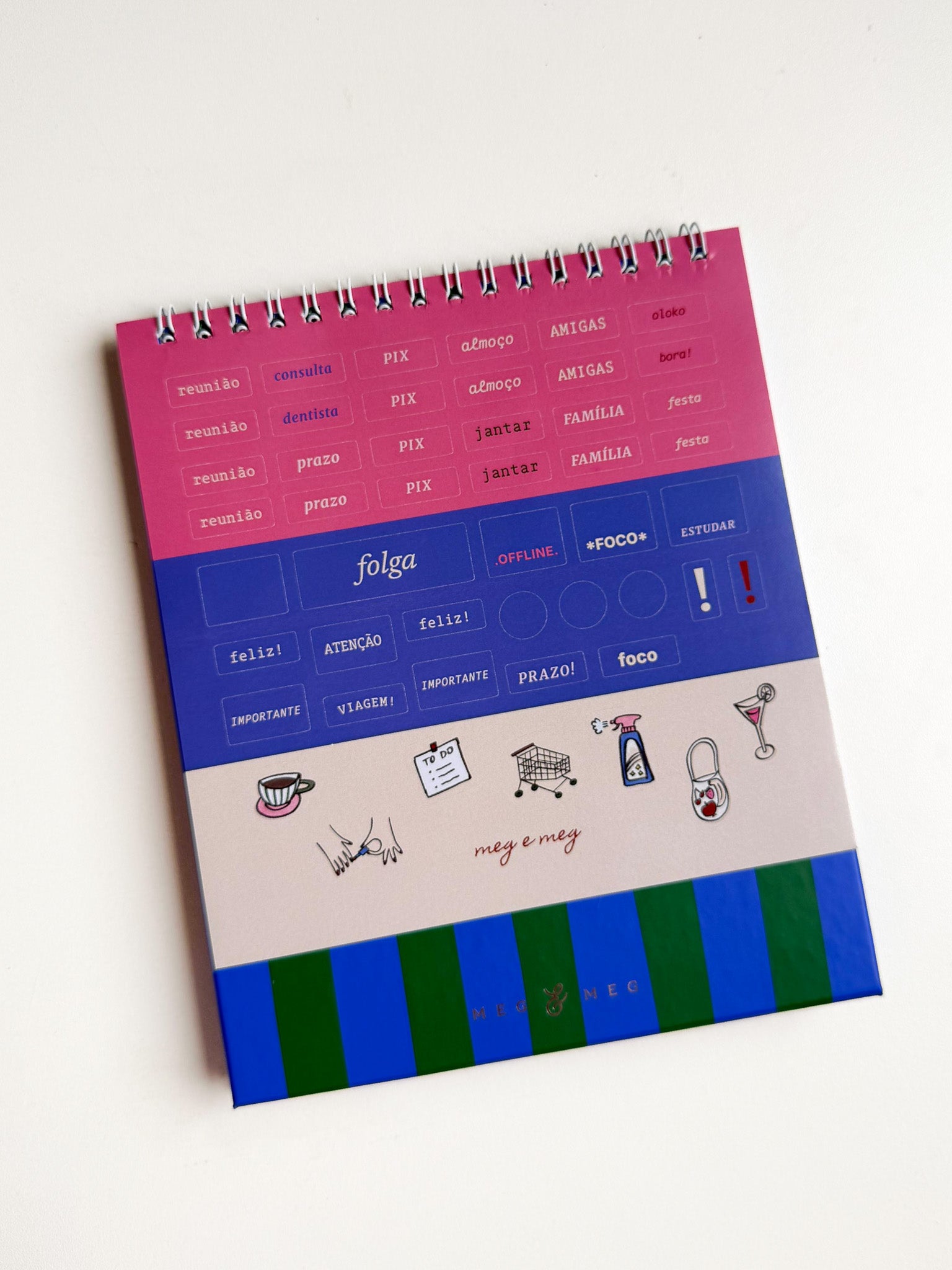 Calendário de Mesa 2027 Verde Azul
