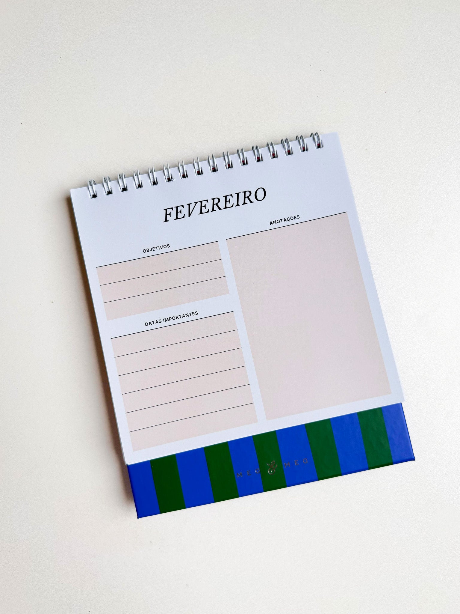 Calendário de Mesa 2027 Verde Azul