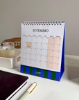 Calendário de Mesa 2027 Verde Azul