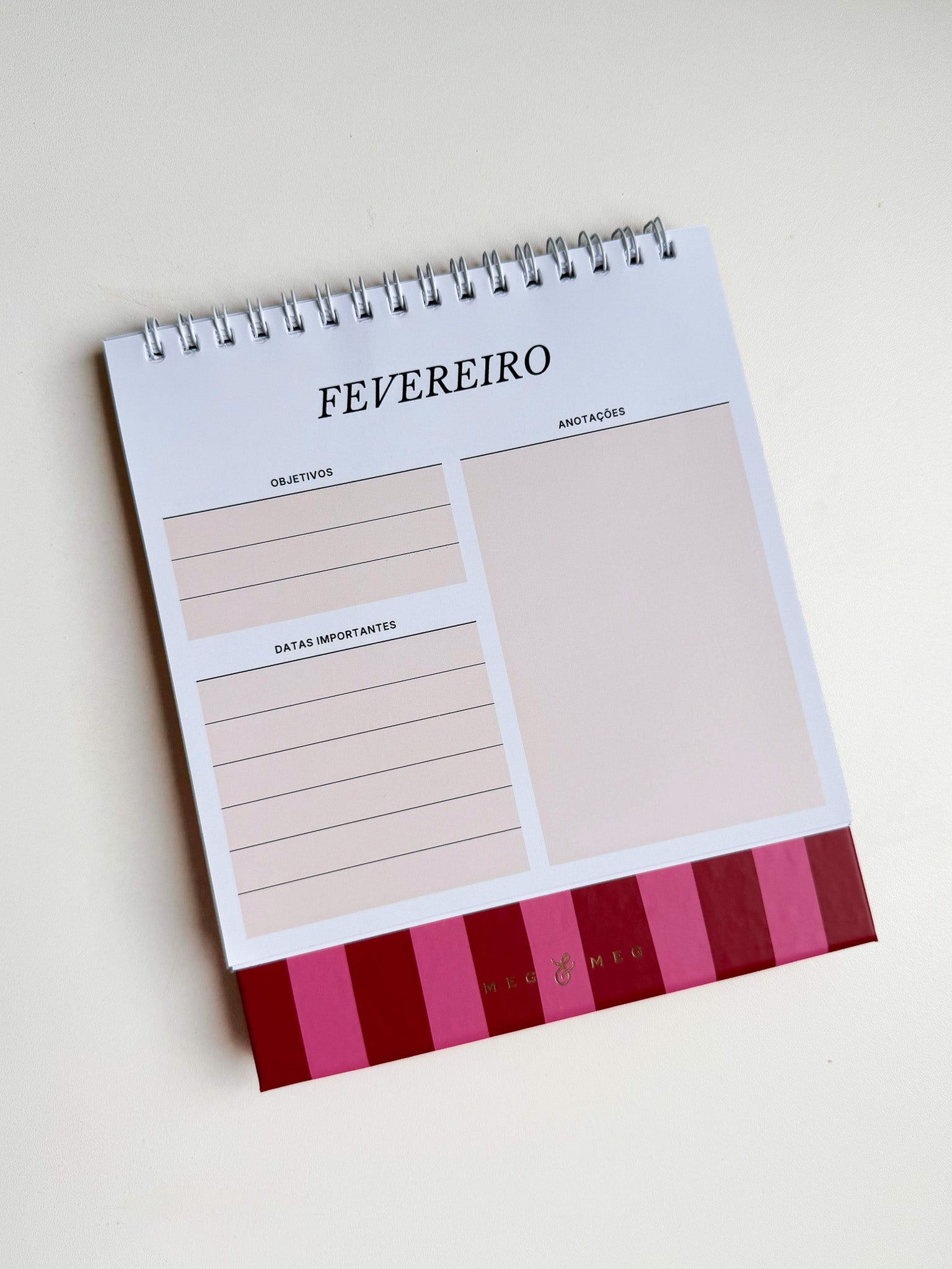 Calendário de Mesa 2027 Pink Vinho